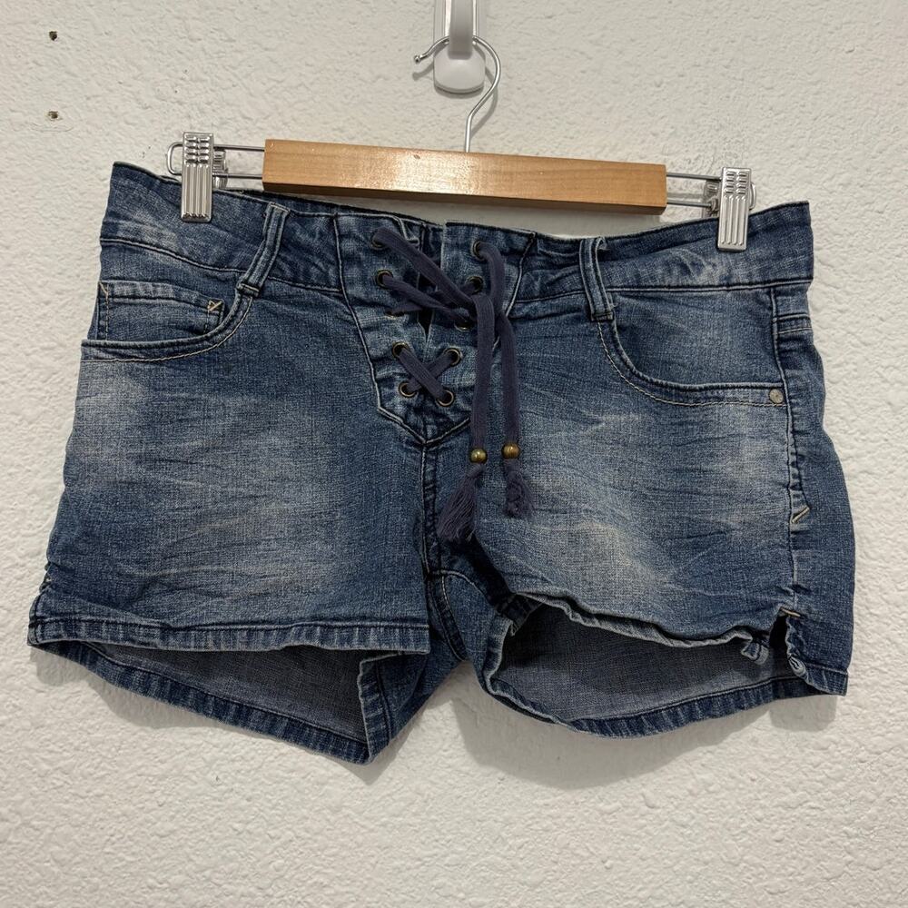 Vintage y2k l.e.i mini shorts denim lace up shorts